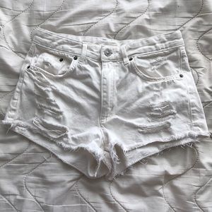 H&M white ripped jean shorts
